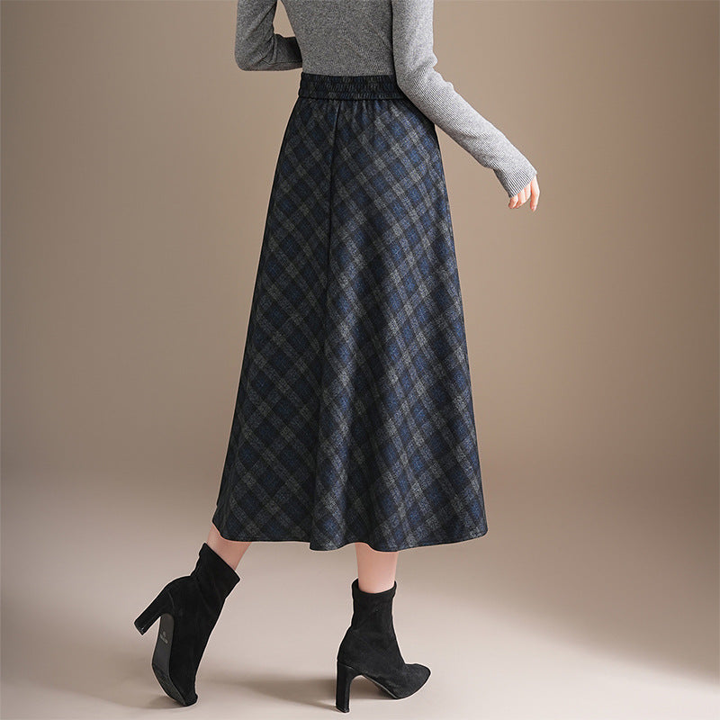 Blackbird Boutique Patchwork Plaid A-Line Skirt - High-Waisted, Mid-Length