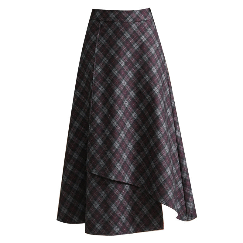 Blackbird Boutique Retro Plaid A-Line Midi Skirt - Elastic Waist, Patchwork