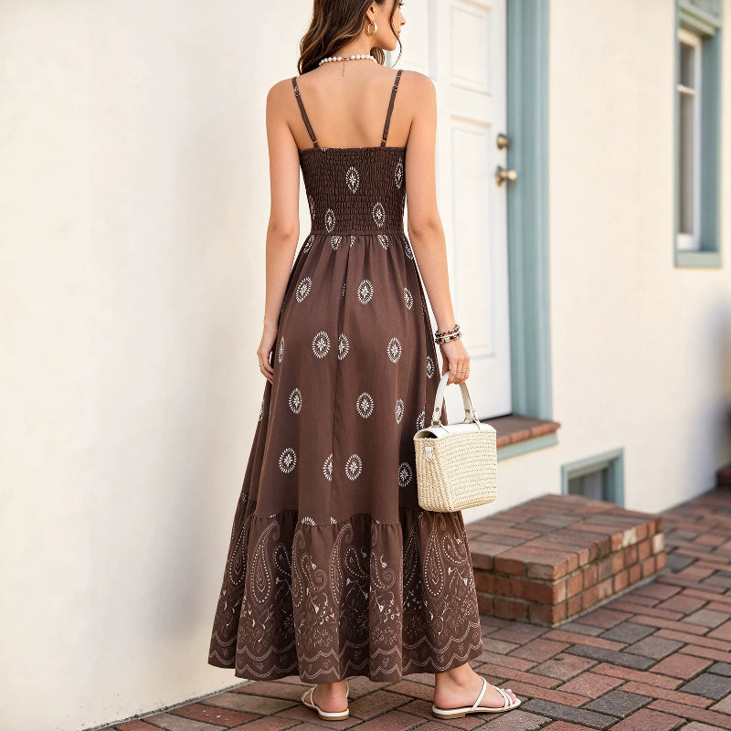 Blackbird Boutique Sleeveless Printed Summer Dress - V-Neck, Slim Fit