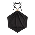 Women's Black Backless Halter Neck Lace Up Tank Top