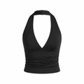 Women's Black Slash-Neck Halter Camisole – Slim Fit Summer Top