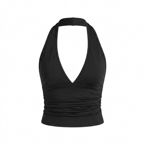 Women's Black Slash-Neck Halter Camisole – Slim Fit Summer Top