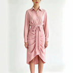 Women's Button-Up Waist-Tie Shirt Dress