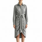 Women's Relaxed Fit Waist-Tie Shirt Dress